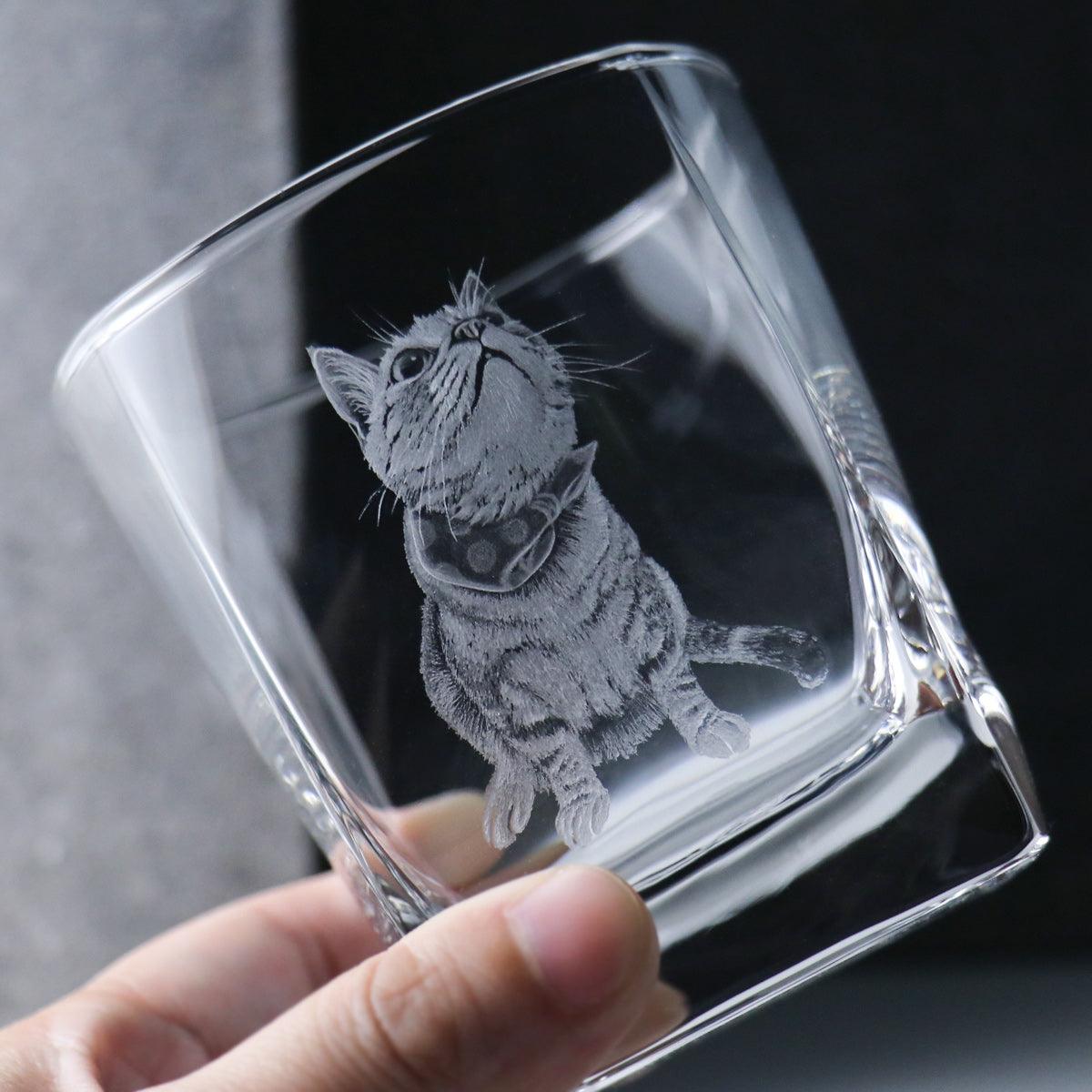 295cc【寵物客製】貓咪 親親杯 威士忌杯手工繪製 貓畫像 - MSA玻璃雕刻
