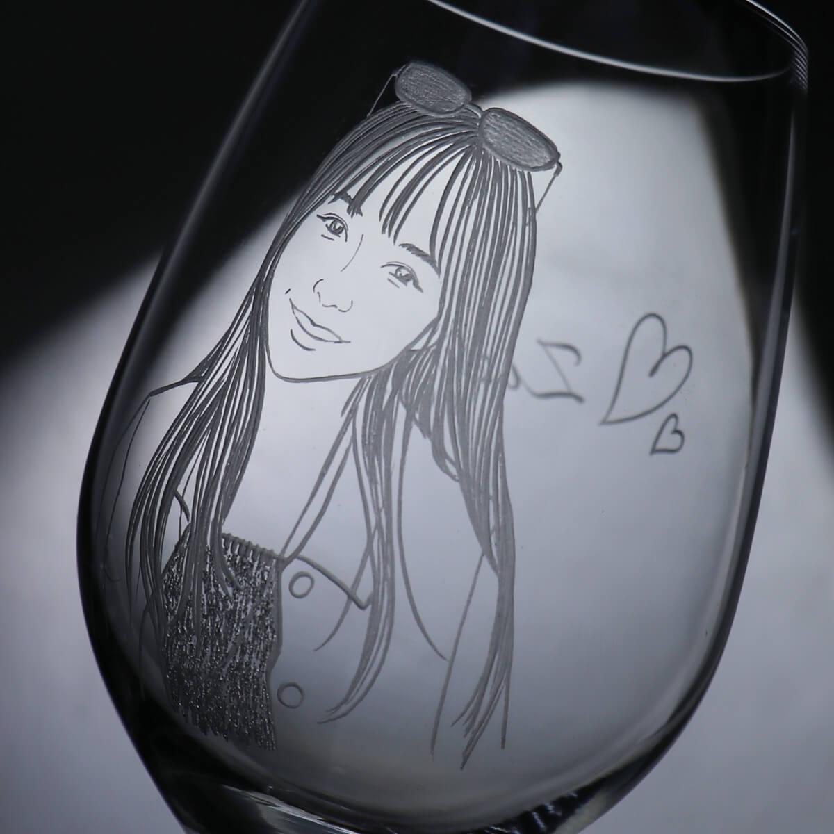 425cc【客製肖像】(寫實版)女友送禮紅酒杯 - MSA玻璃雕刻