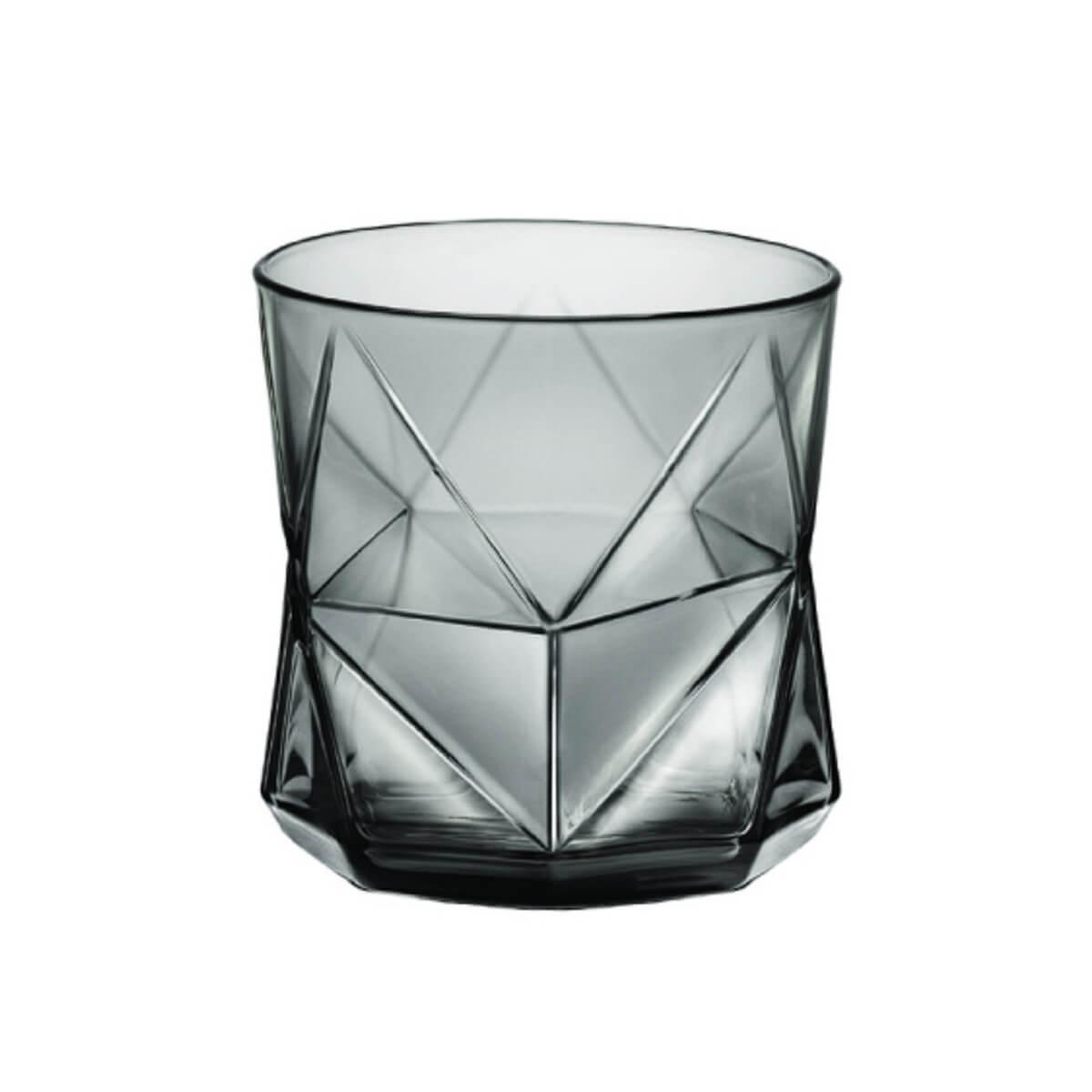 330cc【建築鑽石杯】紳士灰 義大利 Bormioli Rocco幾何杯 - MSA玻璃雕刻