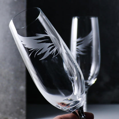 (一對價) 230cc【飛翔的翅膀】卡薩布蘭卡滿鑽香檳祝福對杯 - MSA玻璃雕刻
