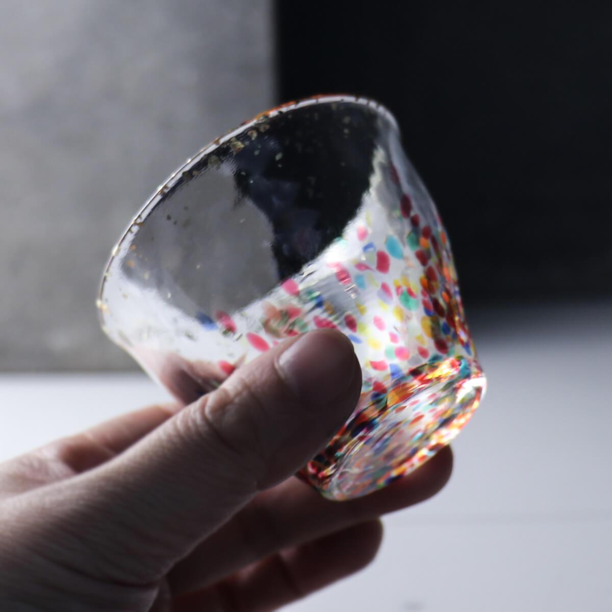 85cc【Aderia金箔清酒杯】赤色 日本津輕手作金彩花火湯吞杯 - MSA玻璃雕刻