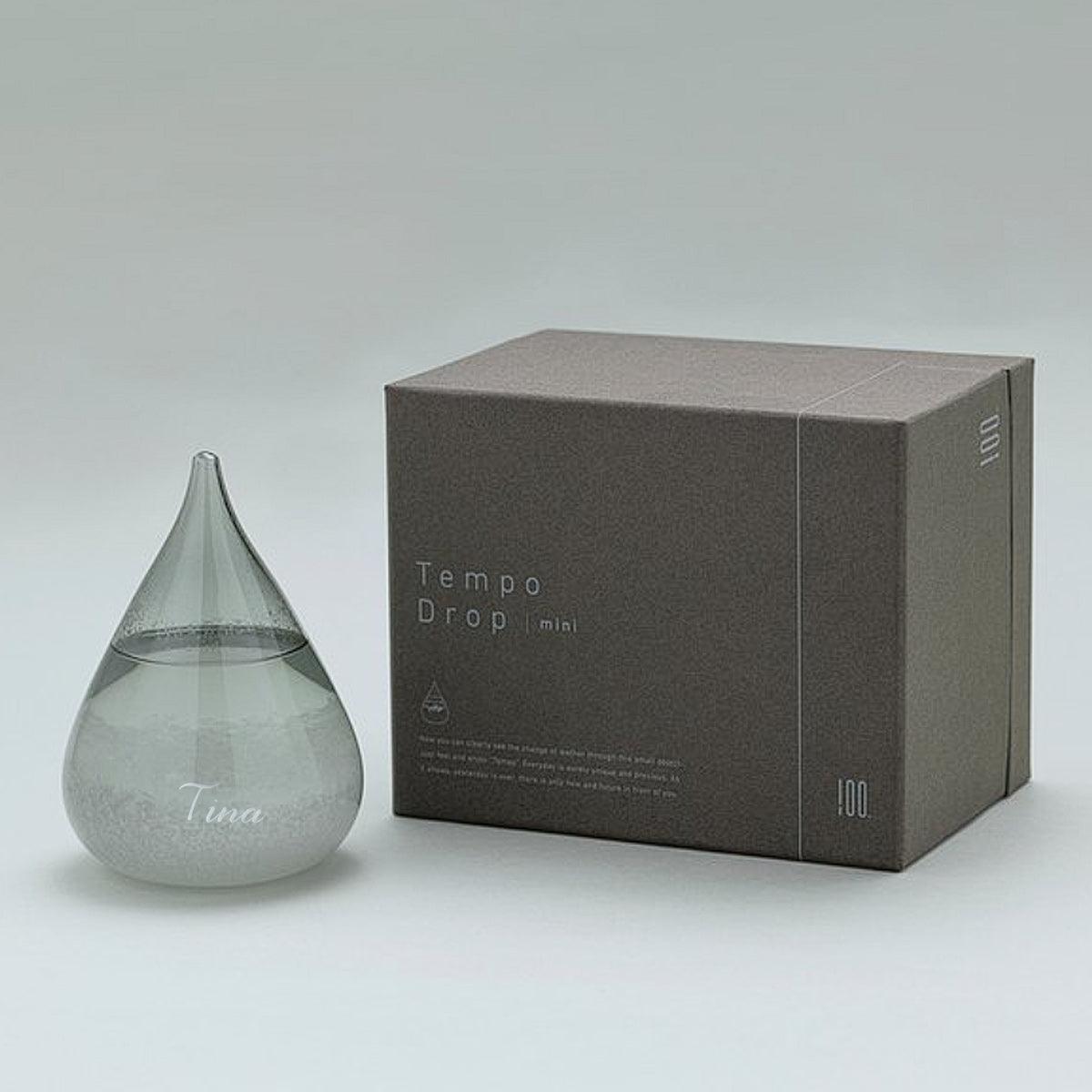 11cm【日本進口Tempo Drop Dawn天氣瓶】mini 黑夜水滴天氣球 - MSA玻璃雕刻
