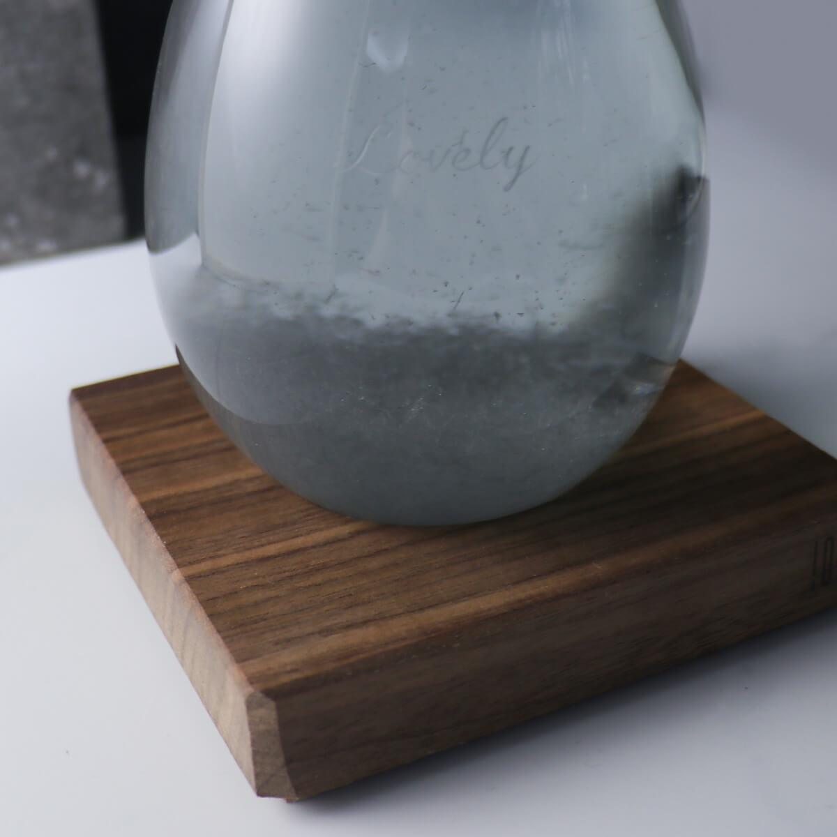 20.5cm【日本進口Tempo Drop Dawn天氣瓶】黑夜水滴天氣球客製刻字(含木座) - MSA玻璃雕刻