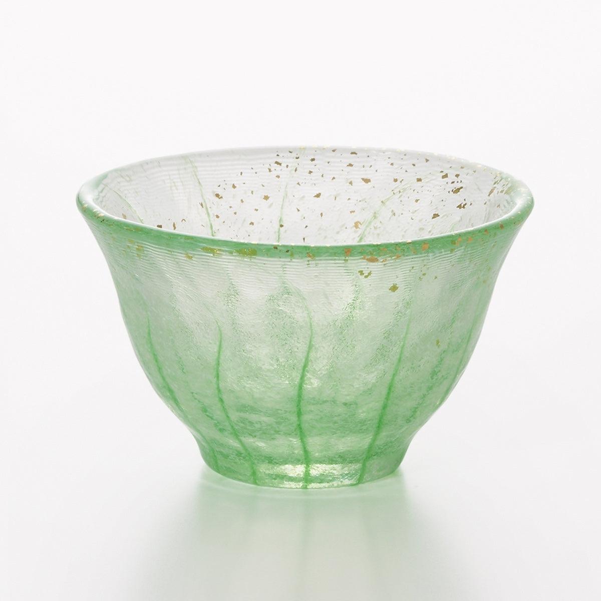 (一對價)70cc【Aderia】夏竹流水 日本津輕庄内金箔手工玻璃祝杯 - MSA玻璃雕刻