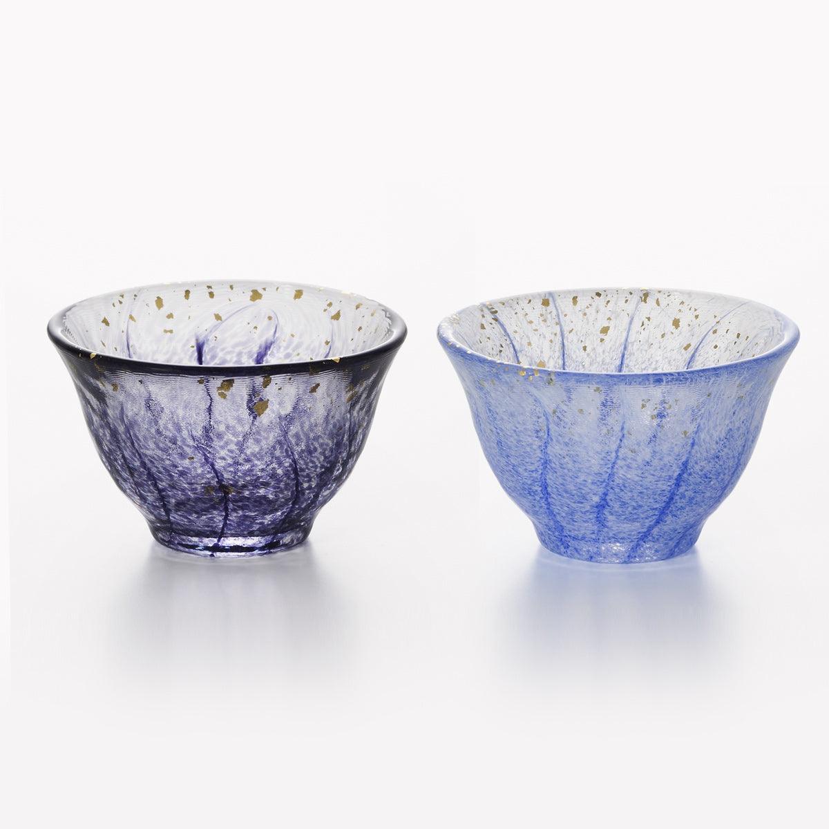 (一對價)70cc【Aderia】醉紫藤 日本津輕庄内金箔手工玻璃祝杯 - MSA玻璃雕刻