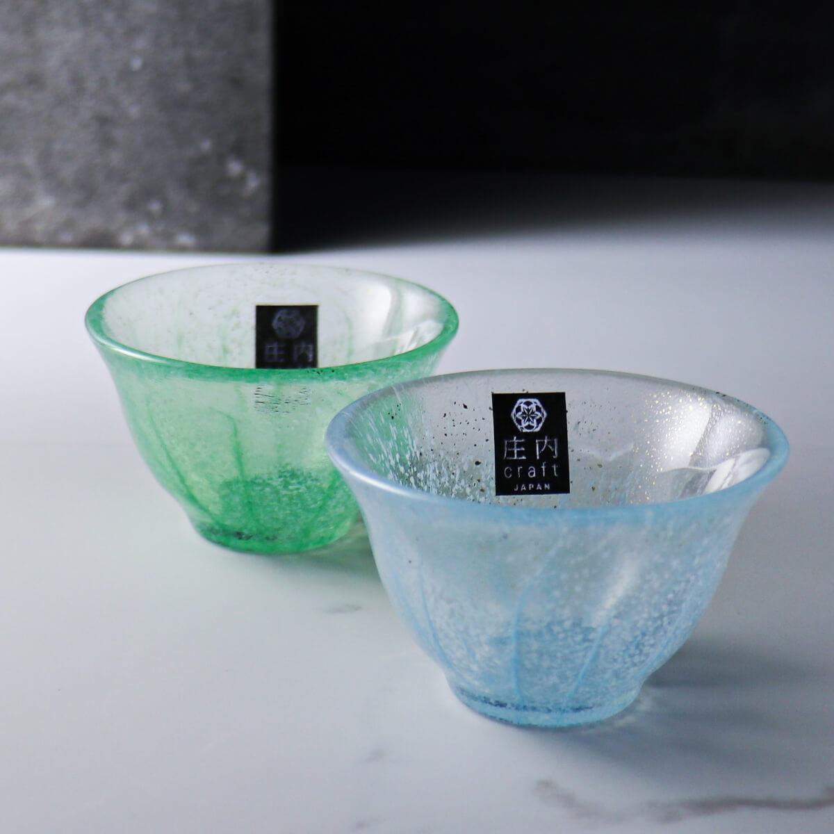 (一對價)70cc【Aderia】夏竹流水 日本津輕庄内金箔手工玻璃祝杯 - MSA玻璃雕刻