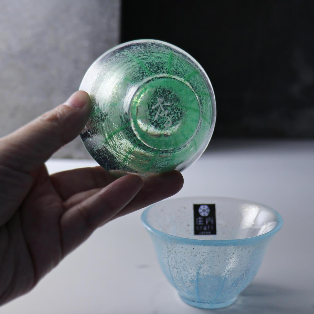 (一對價)70cc【Aderia】夏竹流水 日本津輕庄内金箔手工玻璃祝杯 - MSA玻璃雕刻