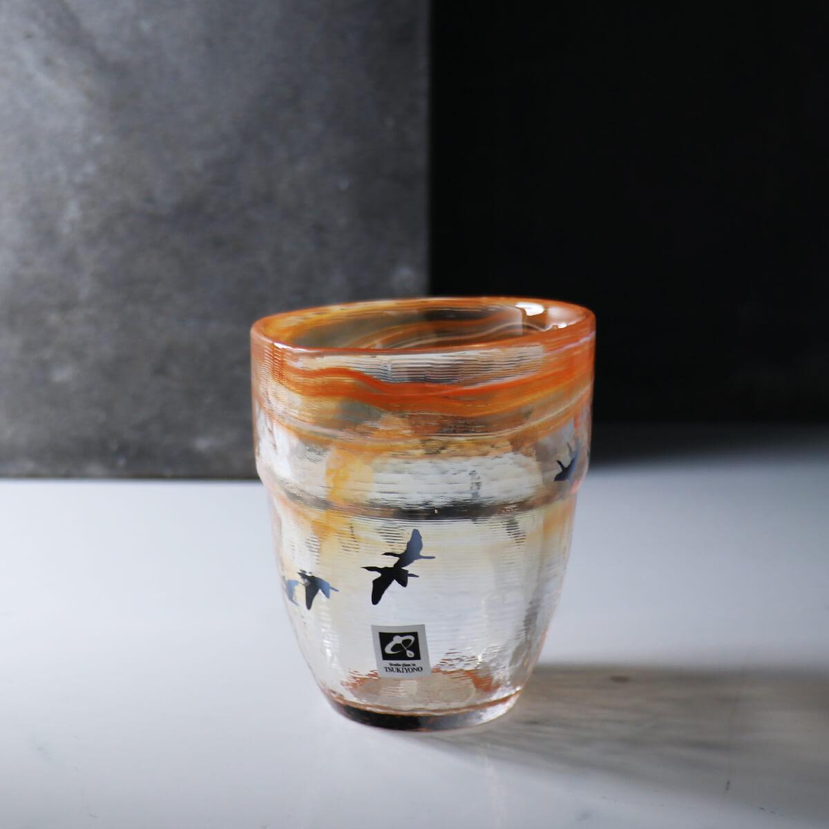 250cc【月夜野工房】大雁 日式錘紋自然萬物 手工杯 - MSA玻璃雕刻