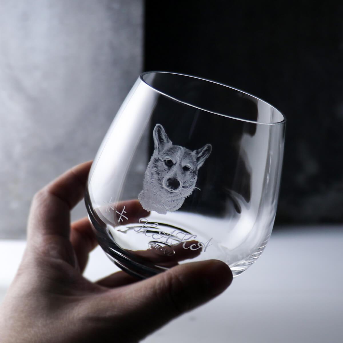 345cc【狗】(寫實版)寵物犬雕刻威士忌杯 - MSA玻璃雕刻
