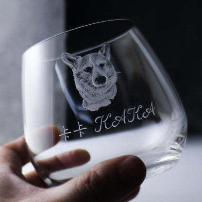 345cc【狗】(寫實版)寵物犬雕刻威士忌杯 - MSA玻璃雕刻