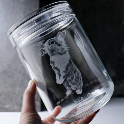 17cm【日本星硝寵物骨灰罐L3】兔子全身 Charmy Clear毛小孩在天堂明亮純淨的家 透明玻璃罐
