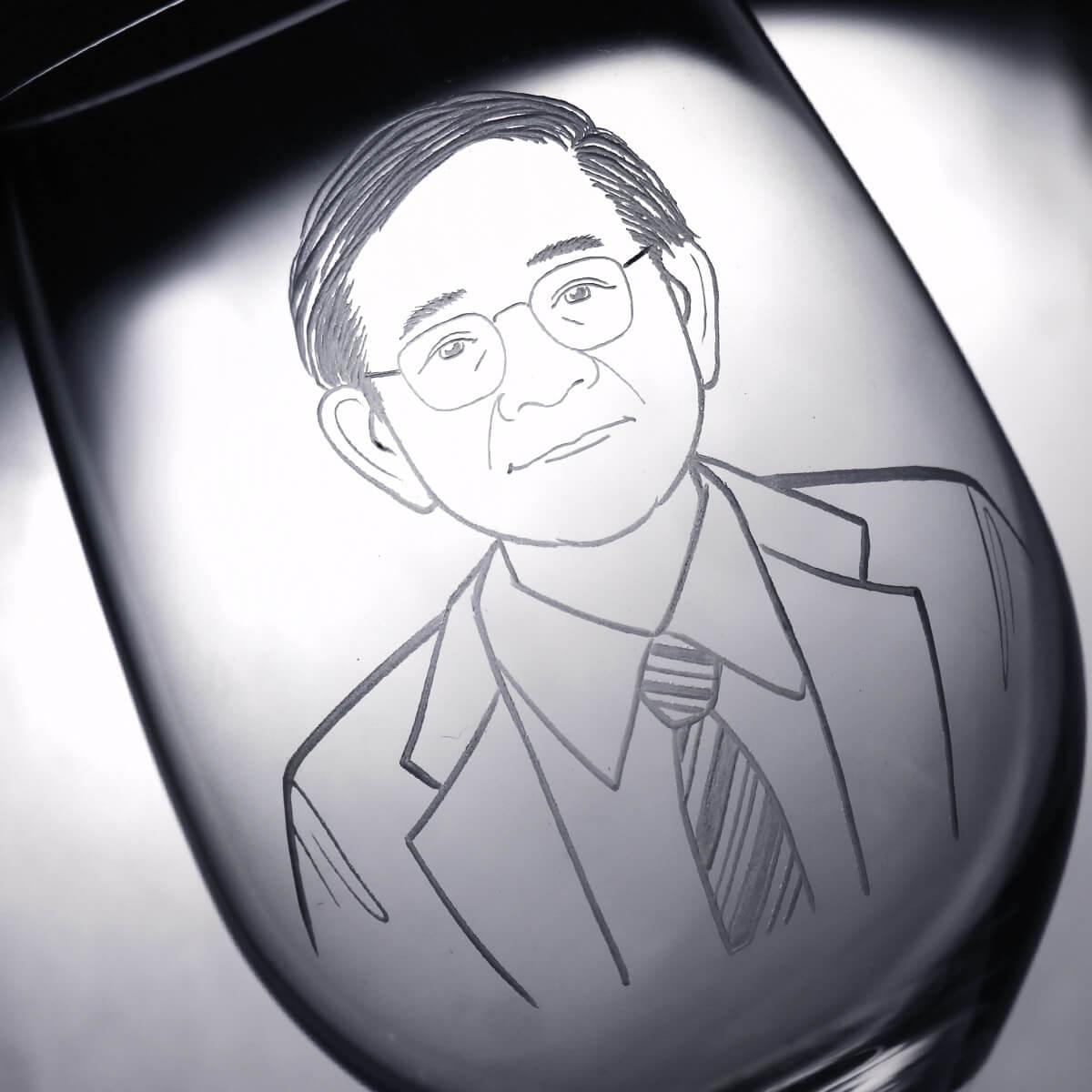 (一對價)350cc【結婚周年紀念對杯】(寫實版)肖像客製酒杯 爸爸媽媽對杯 - MSA玻璃雕刻