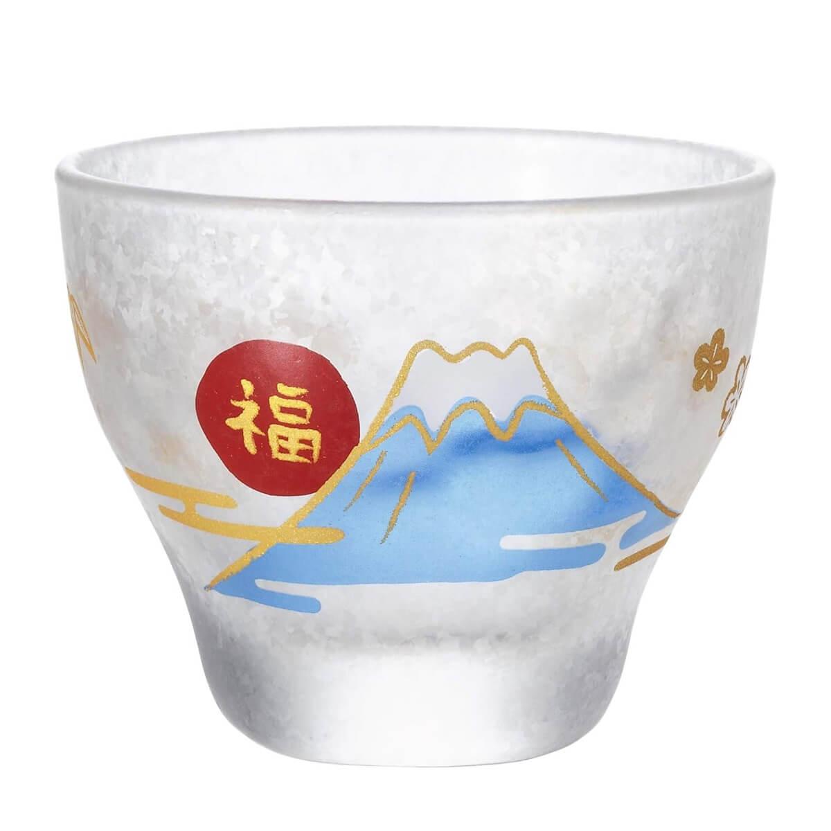 90cc【日本Aderia】人氣吉祥物 富士山 招福杯 - MSA玻璃雕刻