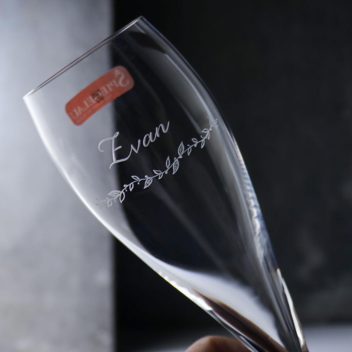(一對價)160cc【德國Spiegelau】結婚花邊Hybrid白金香檳杯 對杯 - MSA玻璃雕刻