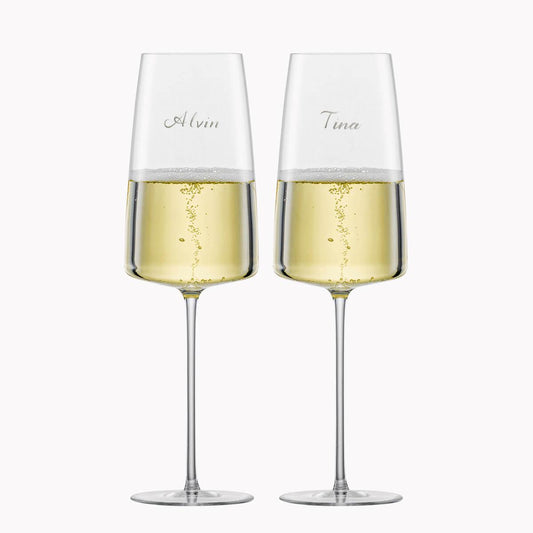 (一對價)407cc【德國蔡司Schott Zwiesel 1872手工杯】SIMPLIFY香檳杯 氣泡酒杯 對杯 - MSA玻璃雕刻