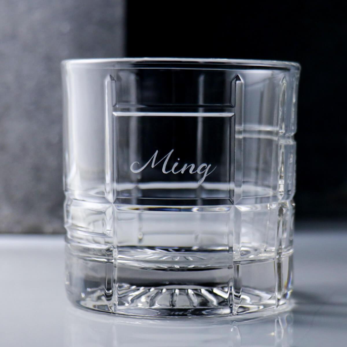 350cc【夢幻未來】格紋無鉛威士忌杯 - MSA玻璃雕刻
