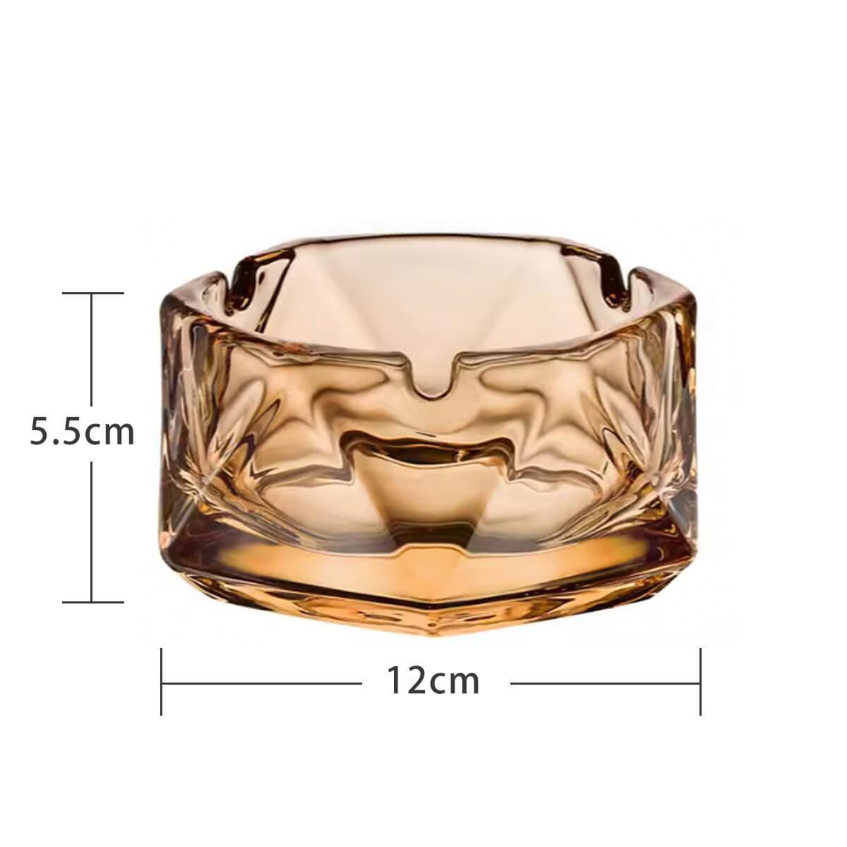 12cm【琥珀金玻璃】金字塔菸灰缸刻字 長官老闆送禮 - MSA玻璃雕刻