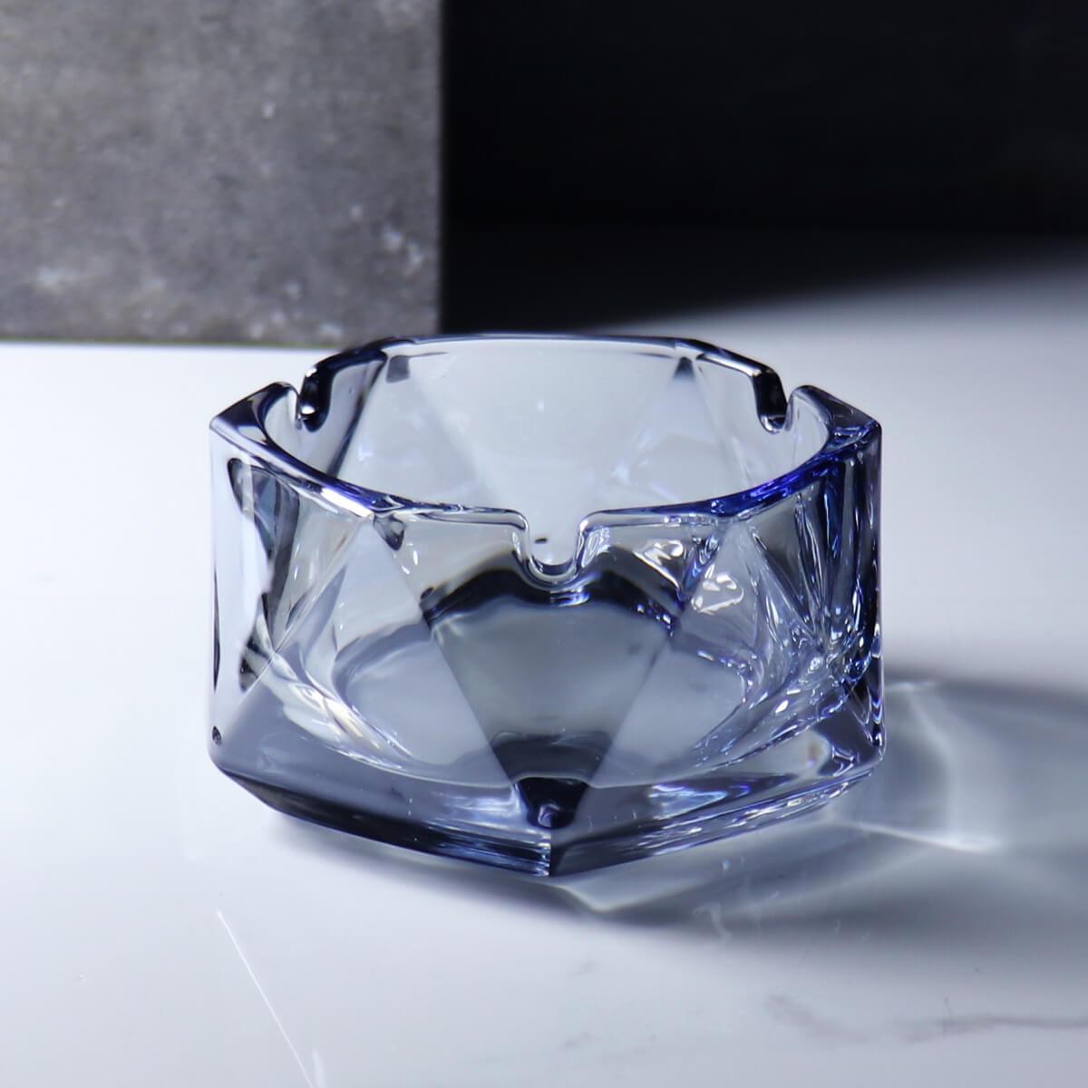 12cm【藍色金字塔】刻字玻璃菸灰缸 長官老闆送禮 - MSA玻璃雕刻