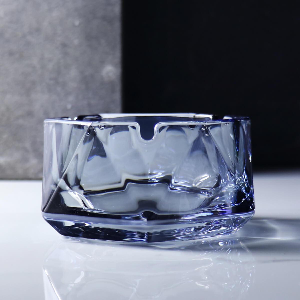 12cm【藍色金字塔】刻字玻璃菸灰缸 長官老闆送禮 - MSA玻璃雕刻