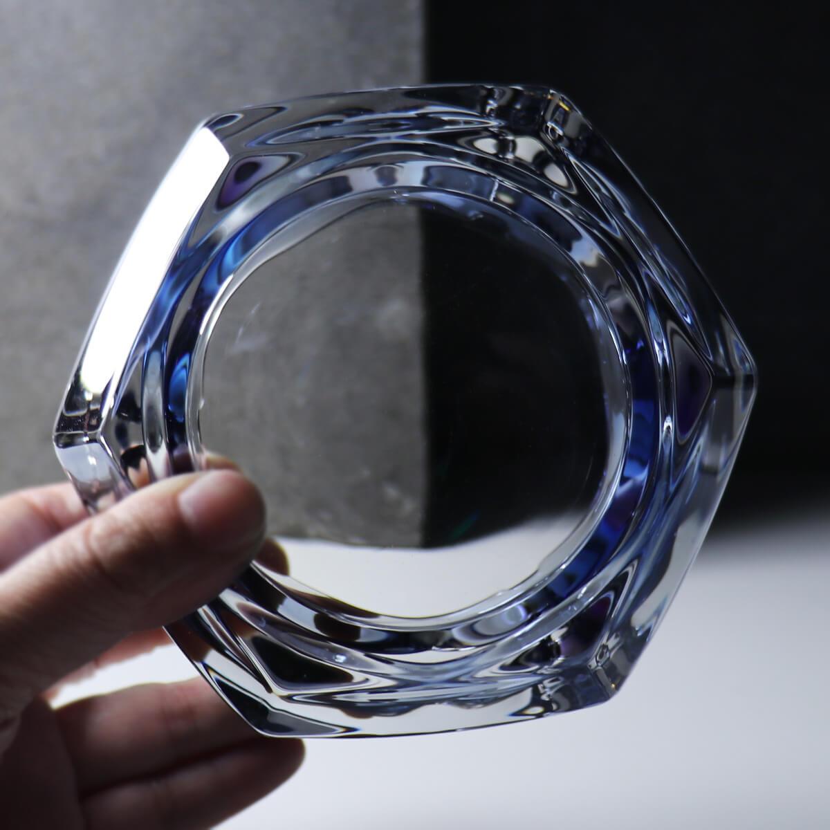 12cm【藍色金字塔】刻字玻璃菸灰缸 長官老闆送禮 - MSA玻璃雕刻