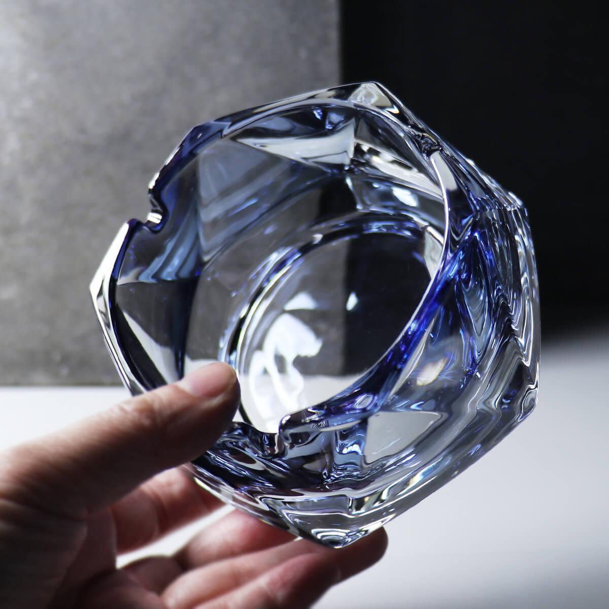 12cm【藍色金字塔】刻字玻璃菸灰缸 長官老闆送禮 - MSA玻璃雕刻