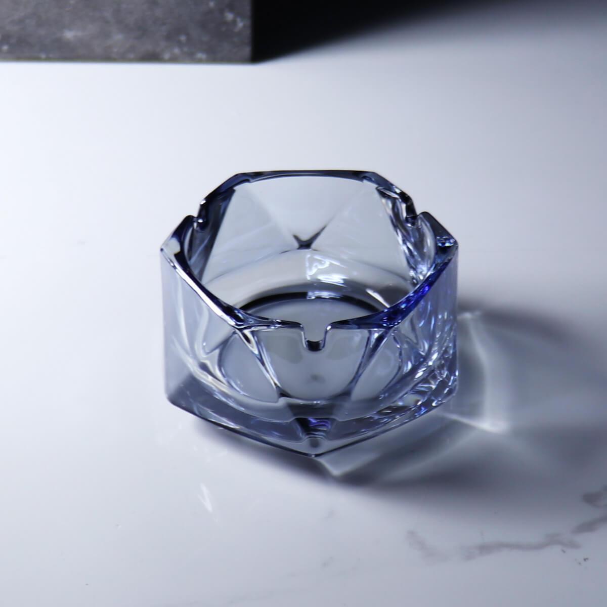 12cm【藍色金字塔】刻字玻璃菸灰缸 長官老闆送禮 - MSA玻璃雕刻