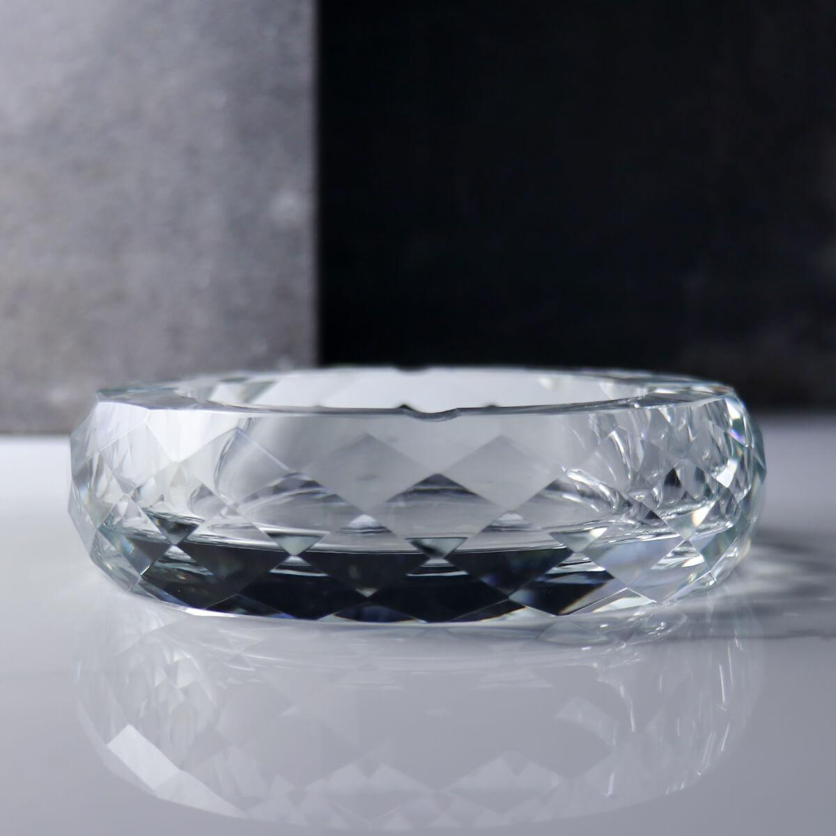 15cm【高階秘書推薦】菱格紋水晶玻璃菸灰缸刻字 長官老闆送禮 - MSA玻璃雕刻