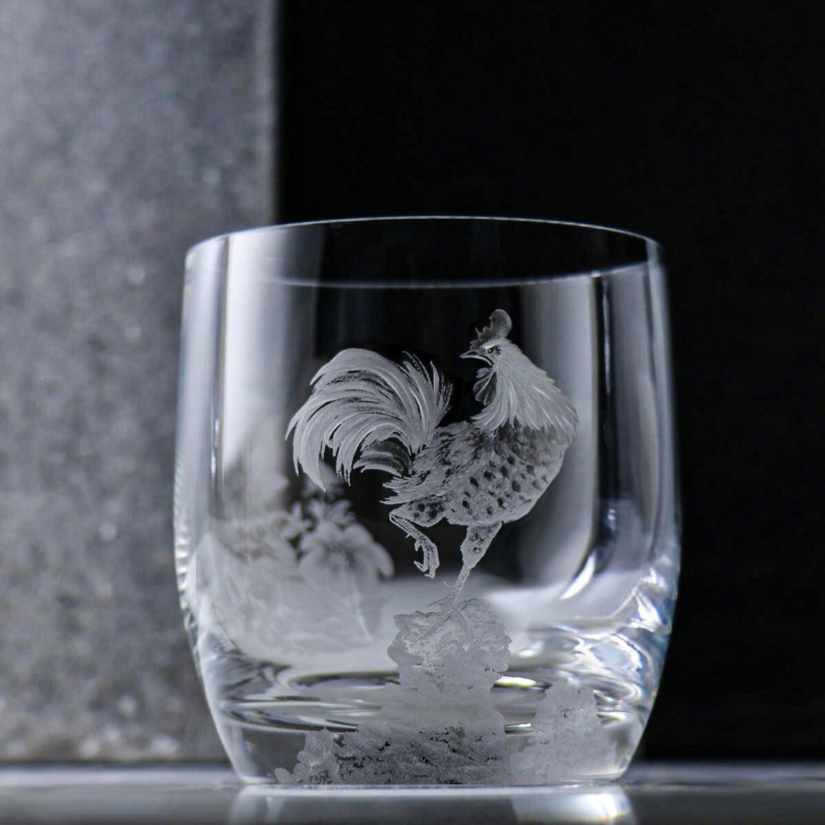 395cc 上海【Lucaris】雞鳴富貴圖 中國風生肖雞 無鉛水晶威士忌杯 長輩祝賀送禮 屬雞 - MSA玻璃雕刻
