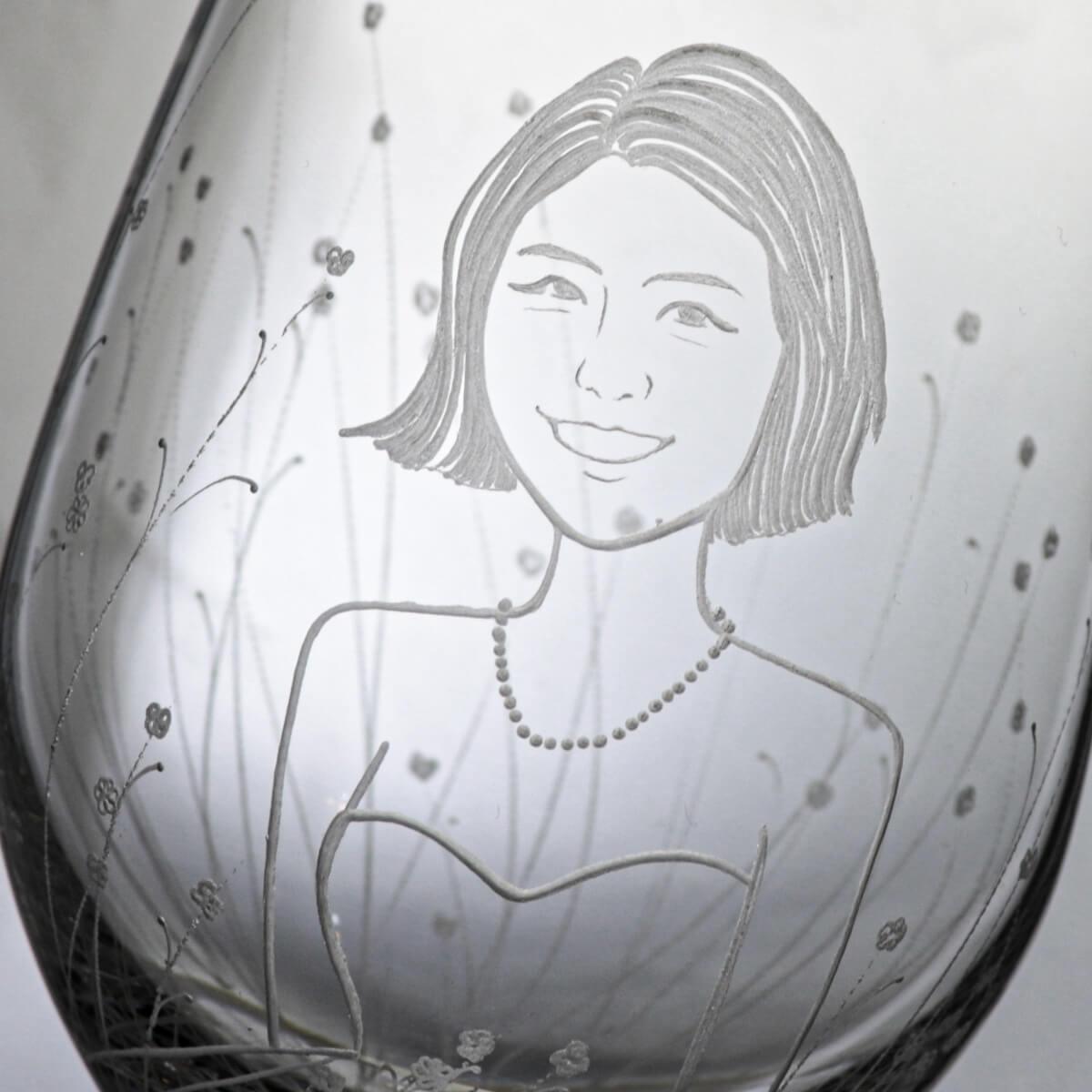 (一對價)425cc【峇里島花園婚禮結婚對杯】(寫實版)肖像似顏繪酒杯客製 - MSA玻璃雕刻