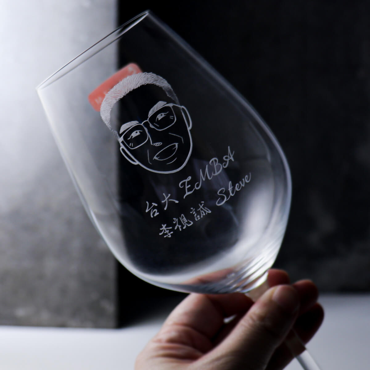 465cc【德國Spiegelau】(Q版人像)Salute鉑金級水晶紅酒杯 - MSA玻璃雕刻