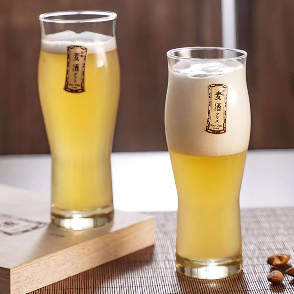 (一對價)360cc【東洋佐佐木】日本製琥珀色精酿小麥啤酒對杯禮盒組 生日宴送禮 - MSA玻璃雕刻