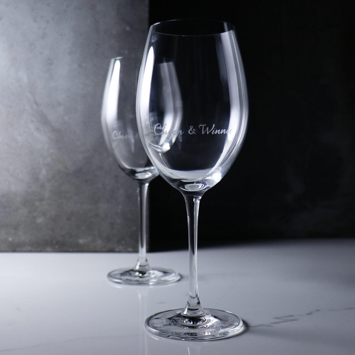 (一對價)470cc 曼谷【Lucaris 愛情見證結婚對杯】無鉛水晶婚禮對杯 紅酒杯 - MSA玻璃雕刻
