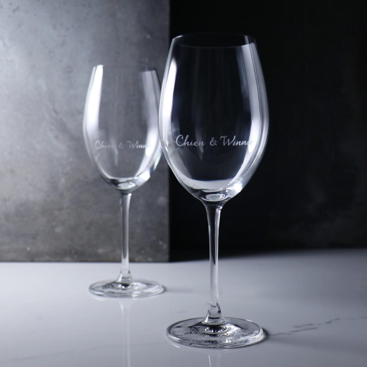 (一對價)470cc 曼谷【Lucaris 愛情見證結婚對杯】無鉛水晶婚禮對杯 紅酒杯 - MSA玻璃雕刻