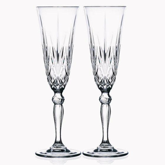 (一對價)160cc【義大利RCR對杯】Champagne flute 結婚水晶香檳杯 - MSA玻璃雕刻