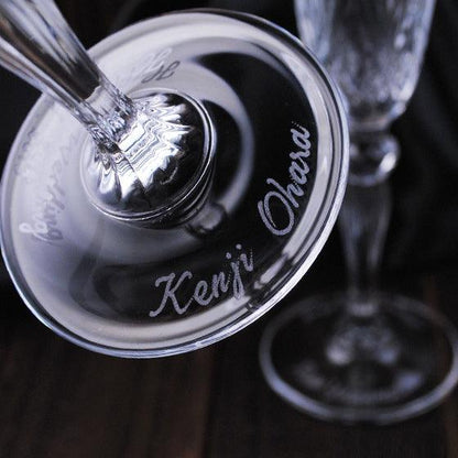 (一對價)160cc【義大利RCR對杯】Champagne flute 結婚水晶香檳杯 - MSA玻璃雕刻