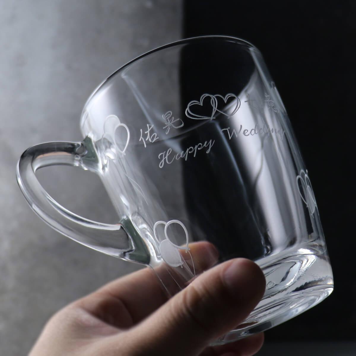 (一對價)320cc【氣球天空】結婚禮物結婚刻字對杯 婚禮小物馬克杯 - MSA玻璃雕刻