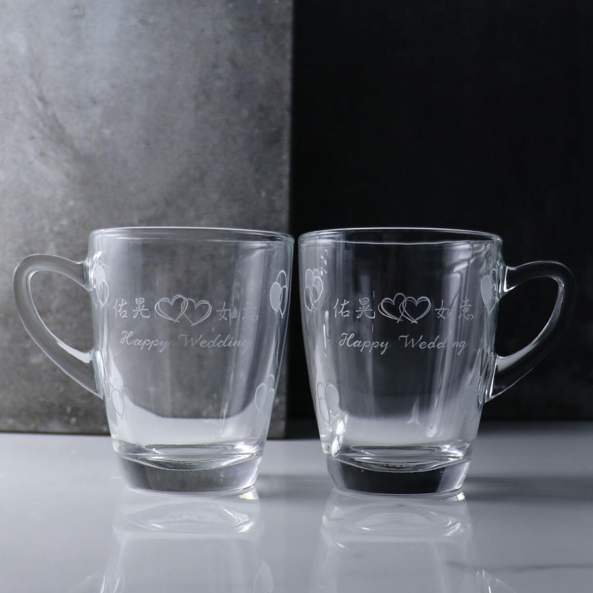 (一對價)320cc【氣球天空】結婚禮物結婚刻字對杯 婚禮小物馬克杯 - MSA玻璃雕刻