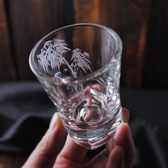 60cc【中國風墨竹】竹 厚底烈酒杯 純酒杯 - MSA玻璃雕刻