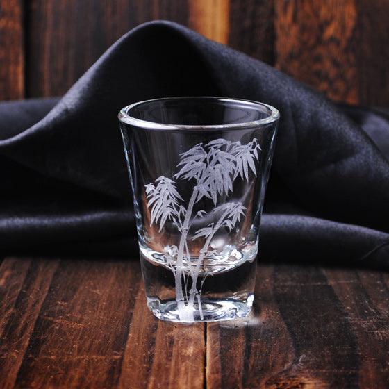 60cc【中國風墨竹】竹 厚底烈酒杯 純酒杯 - MSA玻璃雕刻