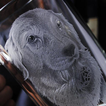 740cc【黃金獵犬】(寫實版) 寵物狗啤酒杯 愛犬 - MSA玻璃雕刻