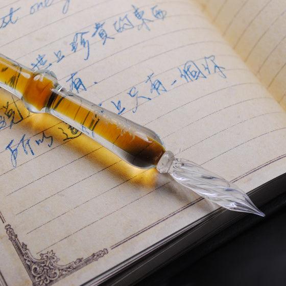 MSA玻璃筆 透明麥芽糖色 刻字客製書寫文具 - MSA玻璃雕刻