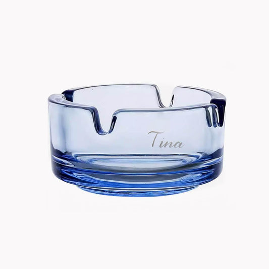 7cm【刻字玻璃煙灰缸】海洋藍色菸灰缸客製禮物 - MSA玻璃雕刻