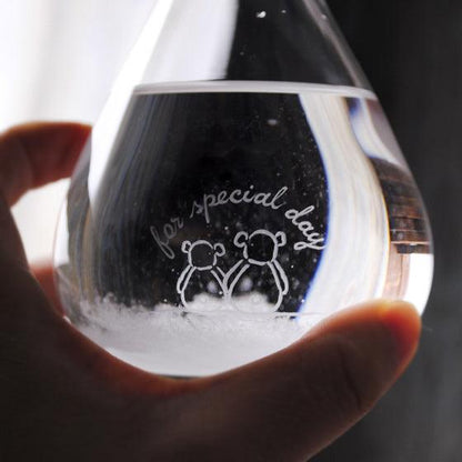 【日本進口Tempo Drop】熊情侶賞雪 Mini版 11cm 天氣瓶客製 航海士遇見美麗的氣候瓶 - MSA玻璃雕刻