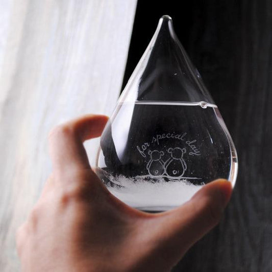 【日本進口Tempo Drop】熊情侶賞雪 Mini版 11cm 天氣瓶客製 航海士遇見美麗的氣候瓶 - MSA玻璃雕刻