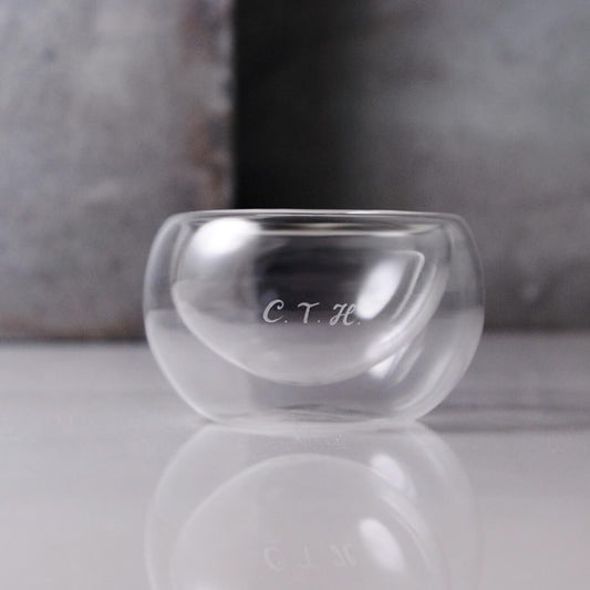 50cc【茶杯客製】手工耐熱雙層品茗杯刻字 雙層杯不燙手 - MSA玻璃雕刻