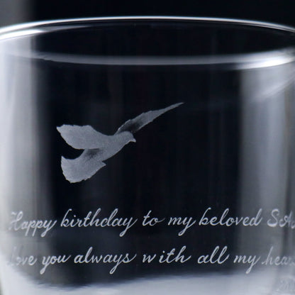 245cc【與大自然共舞】鴿 飛翔吧! 威士忌杯 鳥雕刻 For dear dad 父親節