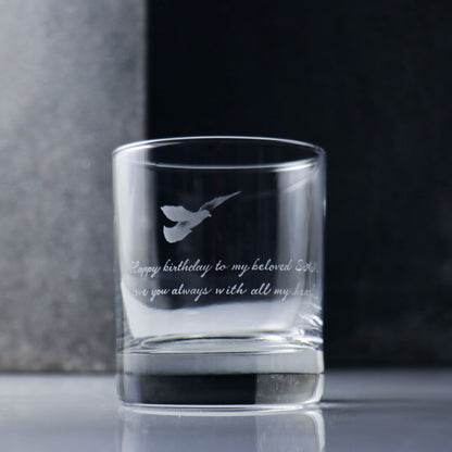 245cc【與大自然共舞】鴿 飛翔吧! 威士忌杯 鳥雕刻 For dear dad 父親節