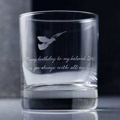 245cc【與大自然共舞】鴿 飛翔吧! 威士忌杯 鳥雕刻 For dear dad 父親節