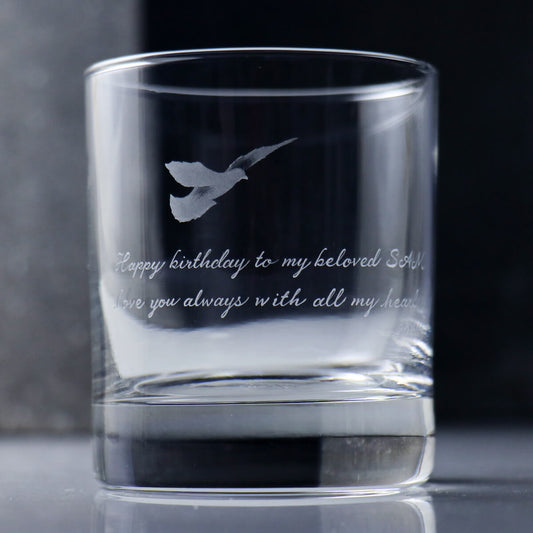 245cc【與大自然共舞】鴿 飛翔吧! 威士忌杯 鳥雕刻 For dear dad 父親節