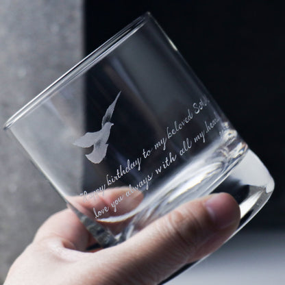 245cc【與大自然共舞】鴿 飛翔吧! 威士忌杯 鳥雕刻 For dear dad 父親節